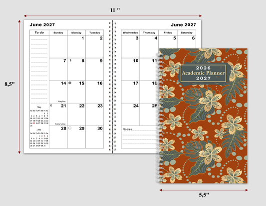 2026-2027 Student Academic Planner Calendar - School College Weekly Agenda #016