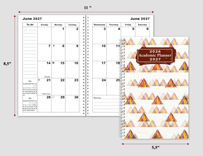 2026-2027 Student Academic Planner Calendar - School College Weekly Agenda #037