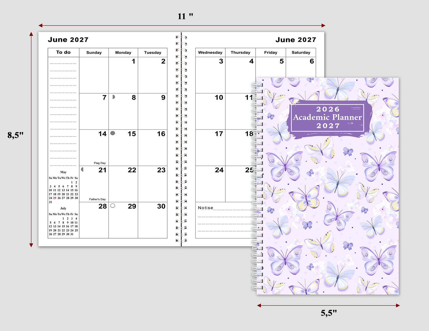 2026-2027 Student Academic Planner Calendar - School College Weekly Agenda #033