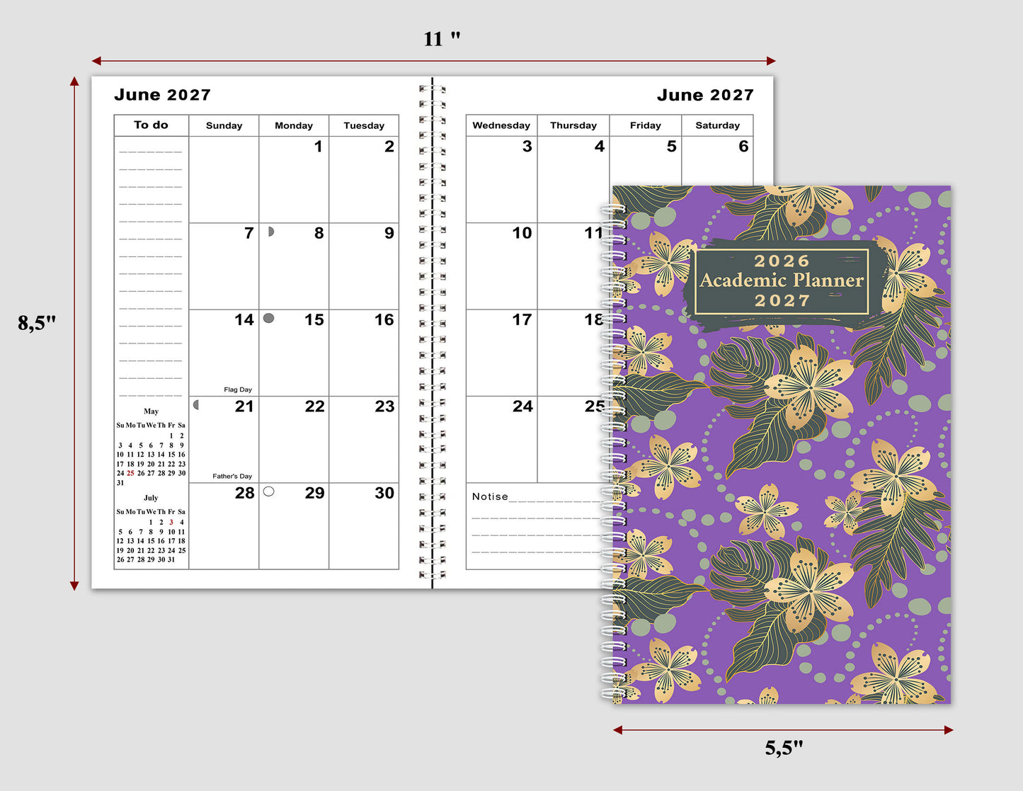2026-2027 Student Academic Planner Calendar - School College Weekly Agenda #017