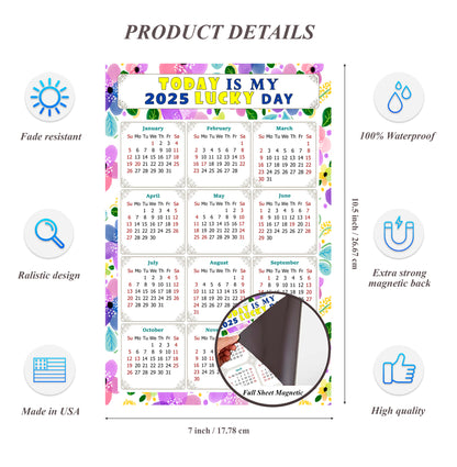 2025 Magnetic Calendar - Calendar Magnets - Today is my Lucky Day - (Fade, Tear, and Water Resistant) - Themed 015