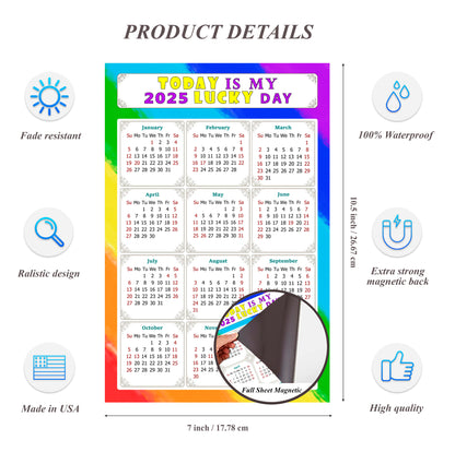 2025 Magnetic Calendar - Calendar Magnets - Today is my Lucky Day - (Fade, Tear, and Water Resistant) - Themed 043