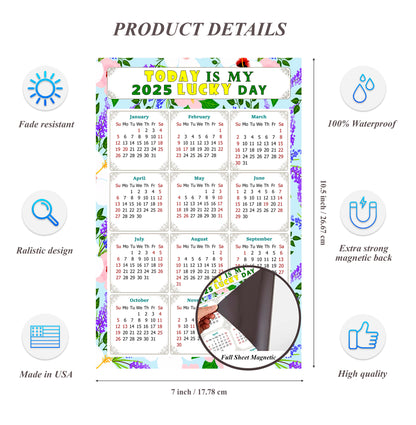 2025 Magnetic Calendar - Calendar Magnets - Today is my Lucky Day - (Fade, Tear, and Water Resistant) - Themed 016