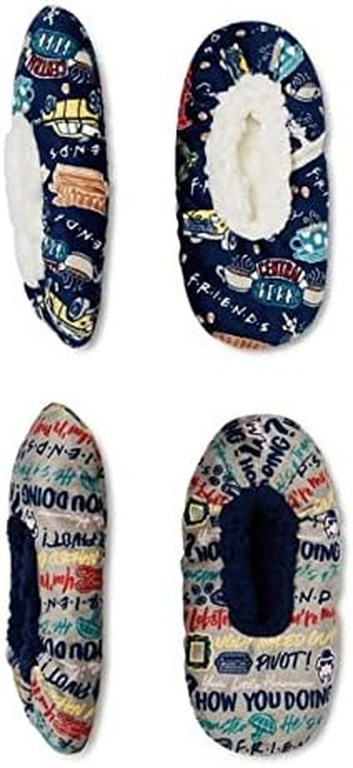 FRIENDS TV Show - Fuzzy Babba Women's Slippers, 2-Pack; One Size (7-9.5) - New!