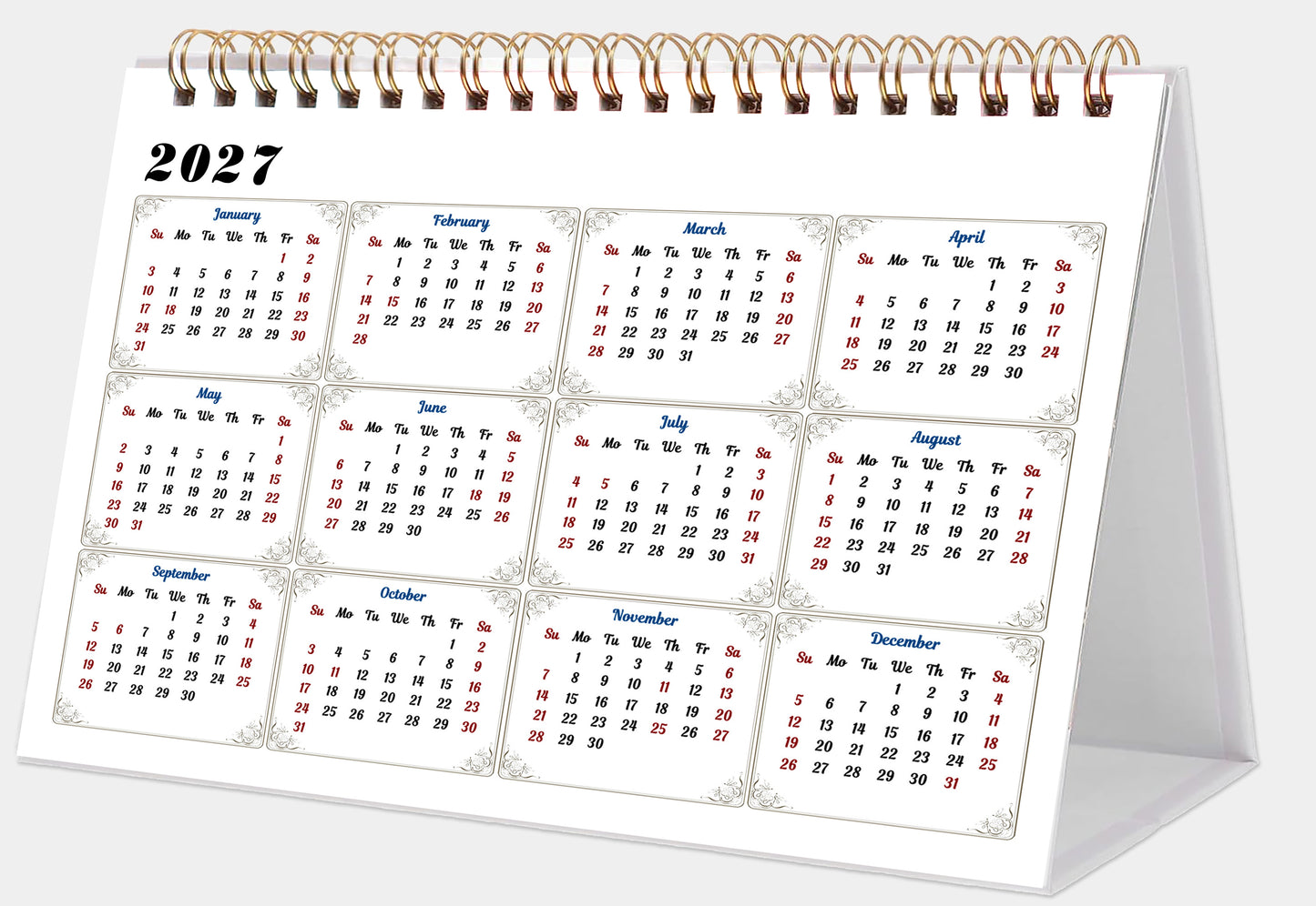 2026-12 Months Desk Calendar Desktop Planner with To-Do List (Dogs)