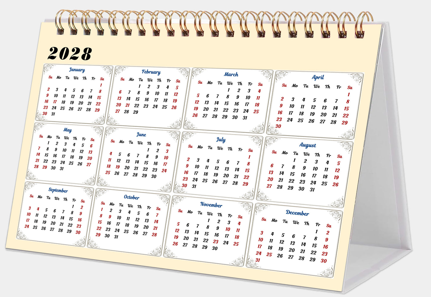 2027-12 Months Desk Calendar Desktop Planner with To-Do List (Ukioy-e Birds)