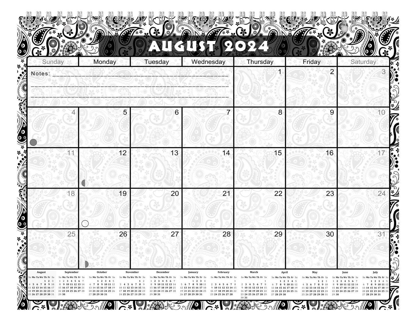 2024-2025 Academic Year 12 Months Student Calendar/Planner for Wall & Desk & 3-Ring Binder, for School, Teacher, Student (Edition #010)
