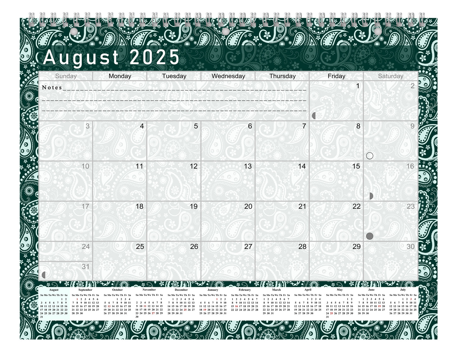 2025 - 2026 Academic Year 12 Months Student Calendar 3-Ring Binder (Edition #025)
