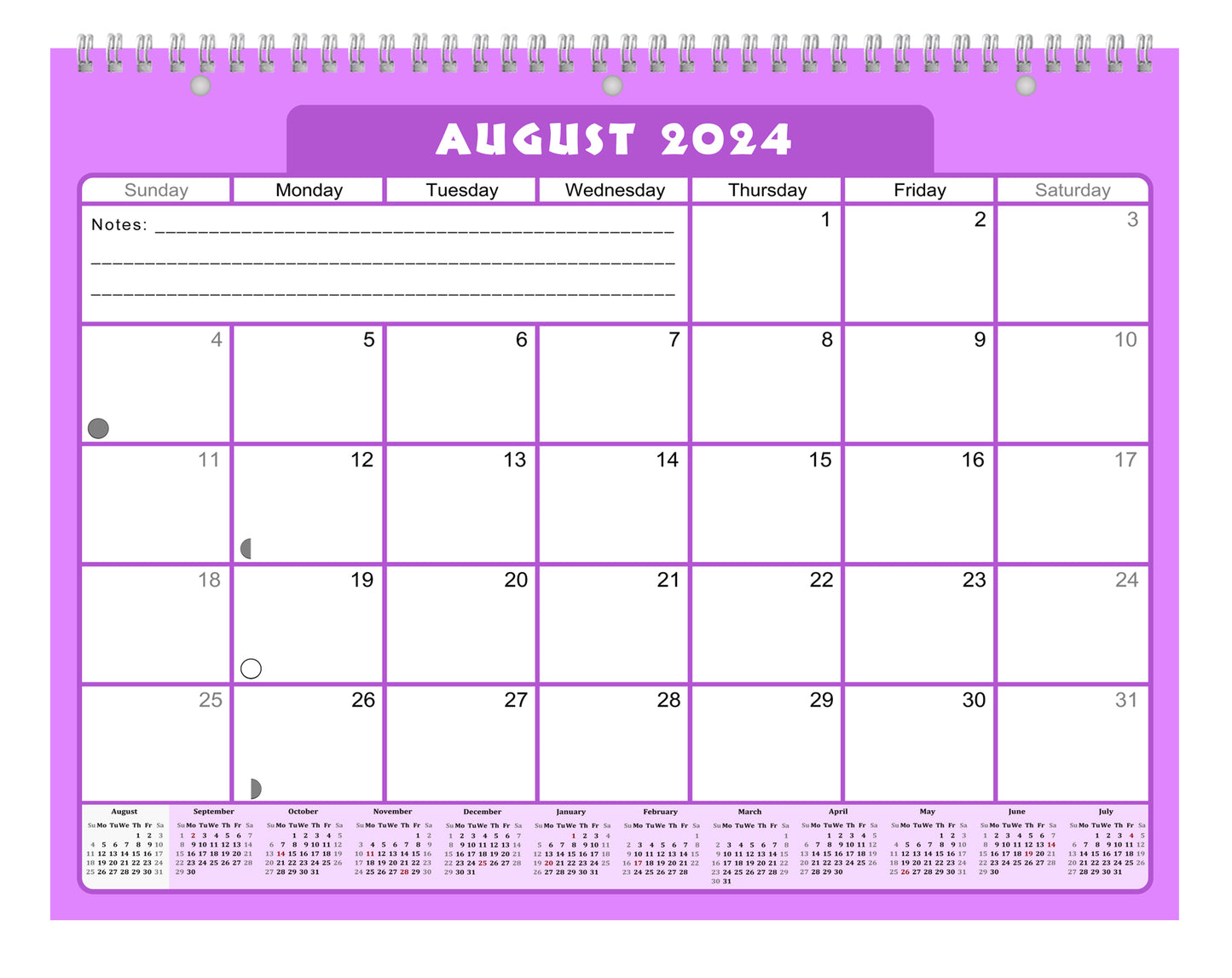 2024-2025 Academic Year 12 Months Student Calendar/Planner for Wall & Desk & 3-Ring Binder, for School, Teacher, Student (Edition #05)