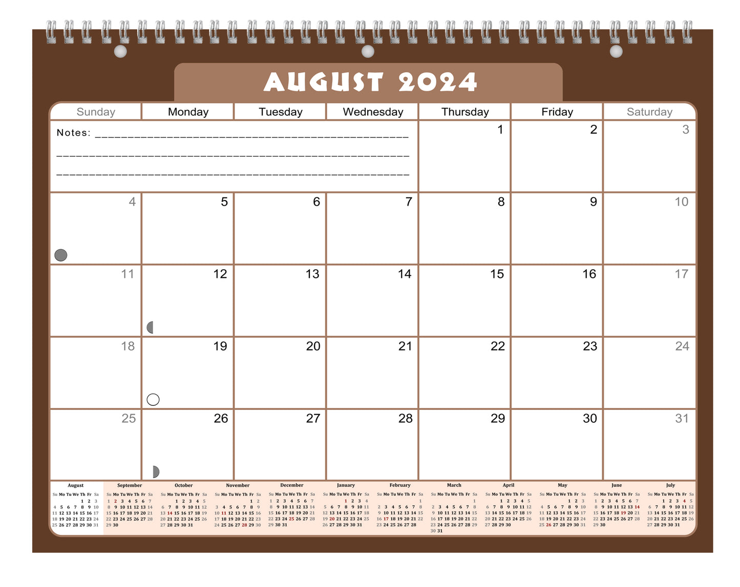 2024-2025 Academic Year 12 Months Student Calendar/Planner for Wall & Desk & 3-Ring Binder, for School, Teacher, Student (Edition #022)