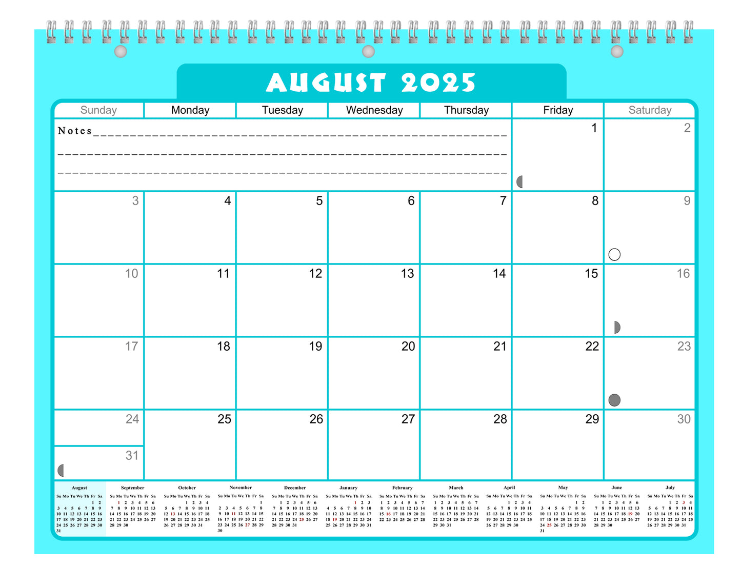 2025 - 2026 Academic Year 12 Months Student Calendar 3-Ring Binder (Edition #06)