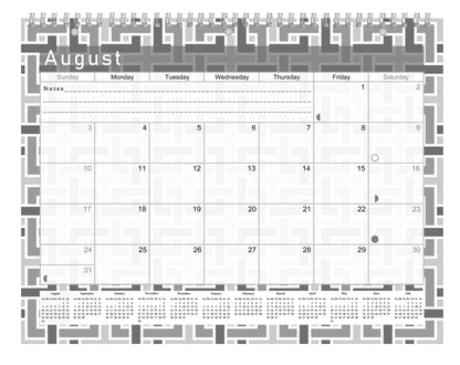 2026 - 2027 Academic Year 12 Months Student Calendar 3-Ring Binder - Back&White - (Edition #014)