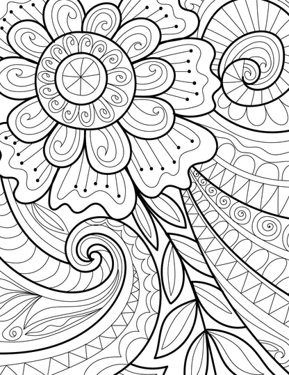 2027 Wall Coloring Calendar Spiral-bound Twin-Wire Binding - 12 Months Planner - Large Ruled Blocks with Julian Dates - (Flowers)