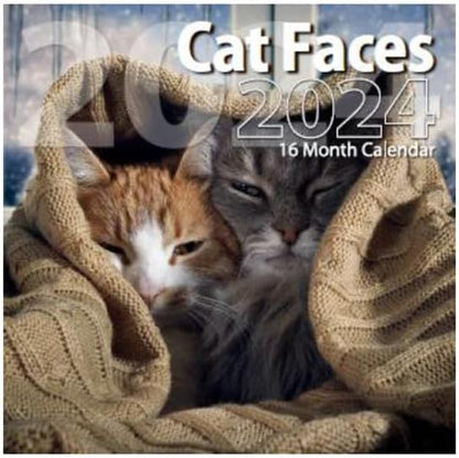 2024 Cat Faces Full Size Wall Calendar for Planning, Scheduling, and Organizing