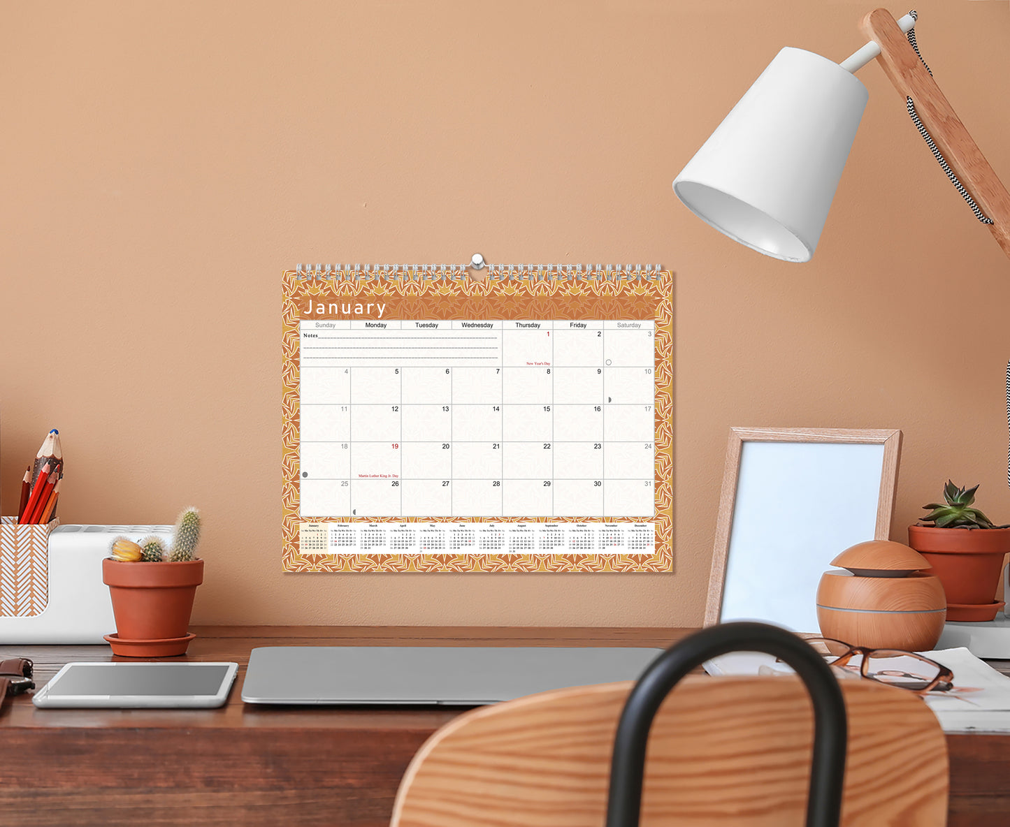 2026-2027 Monthly Spiral-Bound Wall / Desk Calendar - Desktop / Wall Blotter Calendar / Planner - (Edition #25)