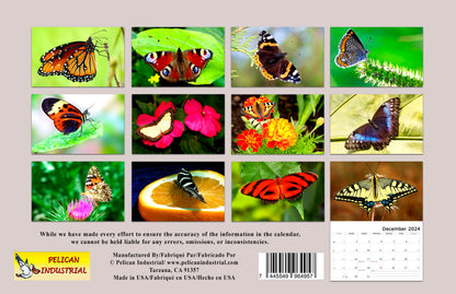 2024 Spiral-bound Wall Calendar (Butterflyes) - 12 Months Desktop/Wall Calendar/Planner