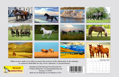 2024 Spiral-bound Wall Calendar (Horses) - 12 Months Desktop/Wall Calendar/Planner