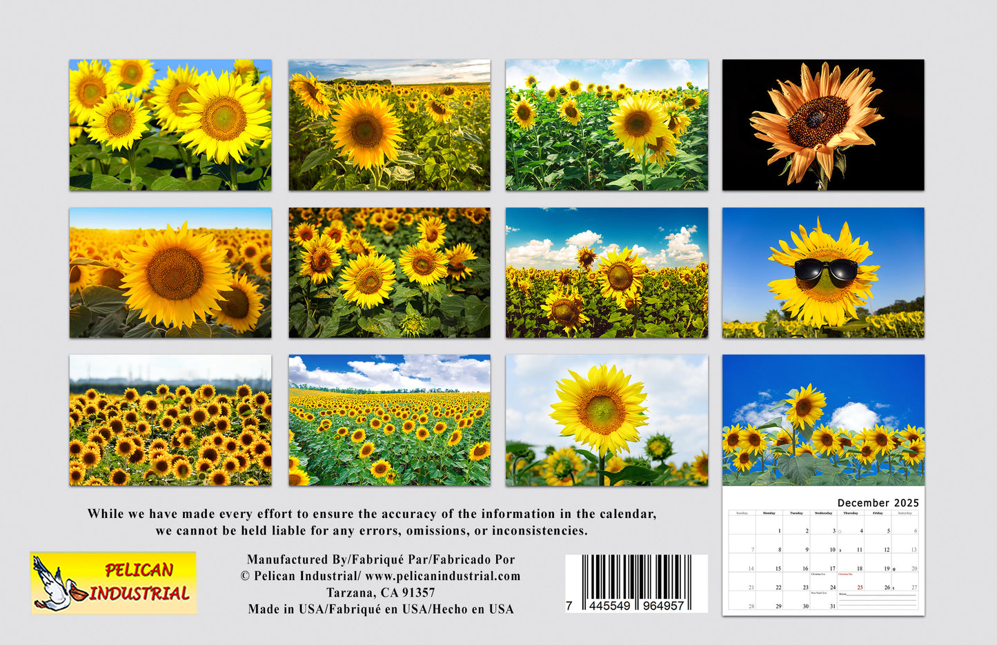 2025 Spiral-bound Wall Calendar (Sunflowers) - 12 Months Desktop/Wall Calendar/Planner (Copy)