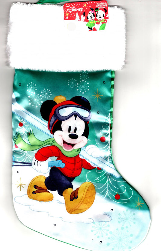 Disney Mickie Mouse - 18" Full Printed Satin Christmas Stocking with Plush Cuff