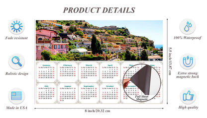 2026 Magnetic Calendar - Calendar Magnets - Today is my Lucky Day (Italy - Taormina Cityscape)