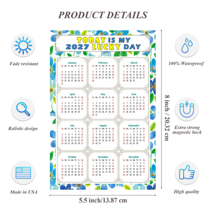 2027 Magnetic Calendar - Calendar Magnets - Today is my Lucky Day - (Fade, Tear, and Water Resistant) - Themed 014