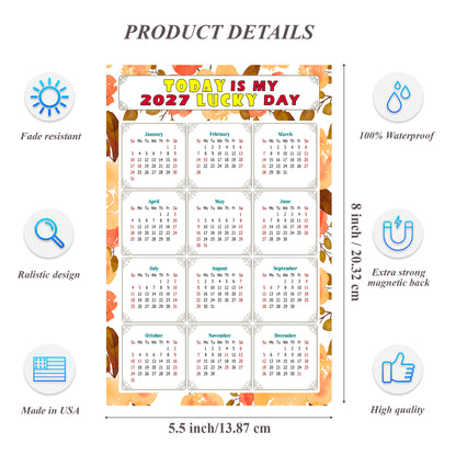2027 Magnetic Calendar - Calendar Magnets - Today is my Lucky Day - (Fade, Tear, and Water Resistant) - Themed 022