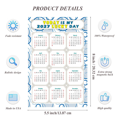 2027 Magnetic Calendar - Calendar Magnets - Today is my Lucky Day - (Fade, Tear, and Water Resistant) - Themed 034