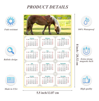 2027 Magnetic Calendar - Calendar Magnets - Today is my Lucky Day - (Fade, Tear, and Water Resistant) - Horses Themed 016