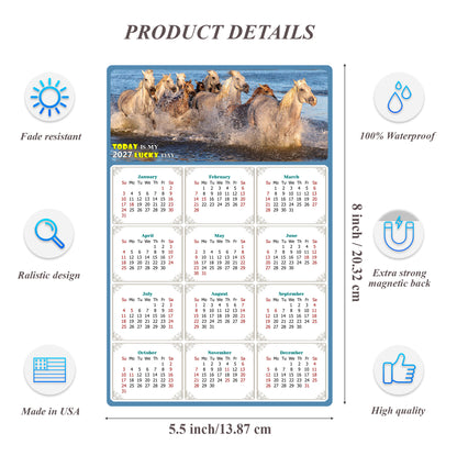 2027 Magnetic Calendar - Calendar Magnets - Today is my Lucky Day - (Fade, Tear, and Water Resistant) - Horses Themed 08