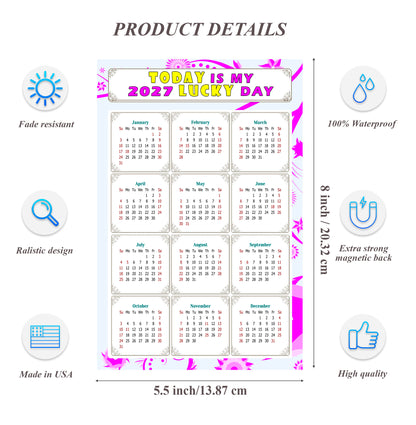 2027 Magnetic Calendar - Calendar Magnets - Today is my Lucky Day - (Fade, Tear, and Water Resistant) - Themed 04