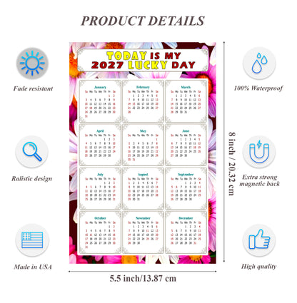 2027 Magnetic Calendar - Calendar Magnets - Today is my Lucky Day - (Fade, Tear, and Water Resistant) - Themed 032