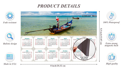 2026 Magnetic Calendar - Calendar Magnets - Today is My Lucky Day - (Thai Boat on a Beach, Koh Samui, Thailand)