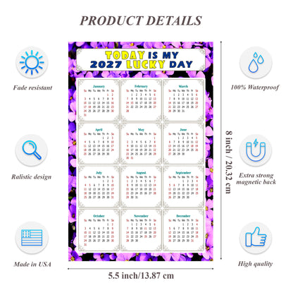 2027 Magnetic Calendar - Calendar Magnets - Today is my Lucky Day - (Fade, Tear, and Water Resistant) - Themed 026