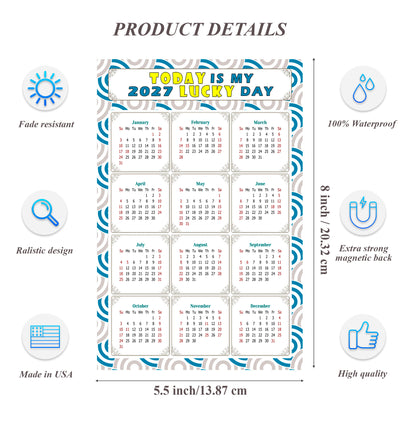 2027 Magnetic Calendar - Calendar Magnets - Today is my Lucky Day - (Fade, Tear, and Water Resistant) - Themed 033