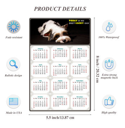 2027 Magnetic Calendar - Today is My Lucky Day (Fade, Tear, and Water Resistant)- Dogs Themed 018