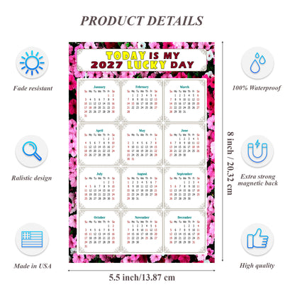 2027 Magnetic Calendar - Calendar Magnets - Today is my Lucky Day - (Fade, Tear, and Water Resistant) - Themed 027