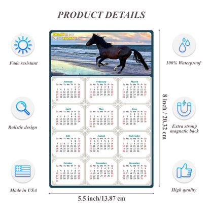 2027 Magnetic Calendar - Calendar Magnets - Today is my Lucky Day - (Fade, Tear, and Water Resistant) - Horses Themed 015