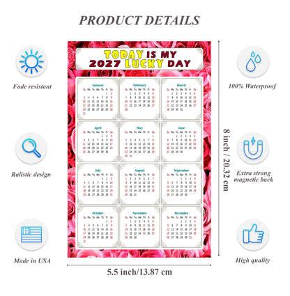 2027 Magnetic Calendar - Calendar Magnets - Today is my Lucky Day - (Fade, Tear, and Water Resistant) - Themed 028