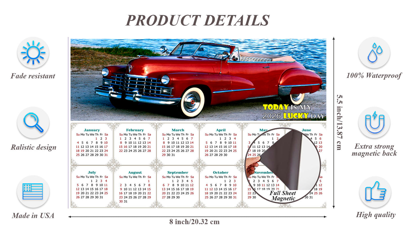 2026 Magnetic Calendar - Calendar Magnets - Today is my Lucky Day - Edition #44