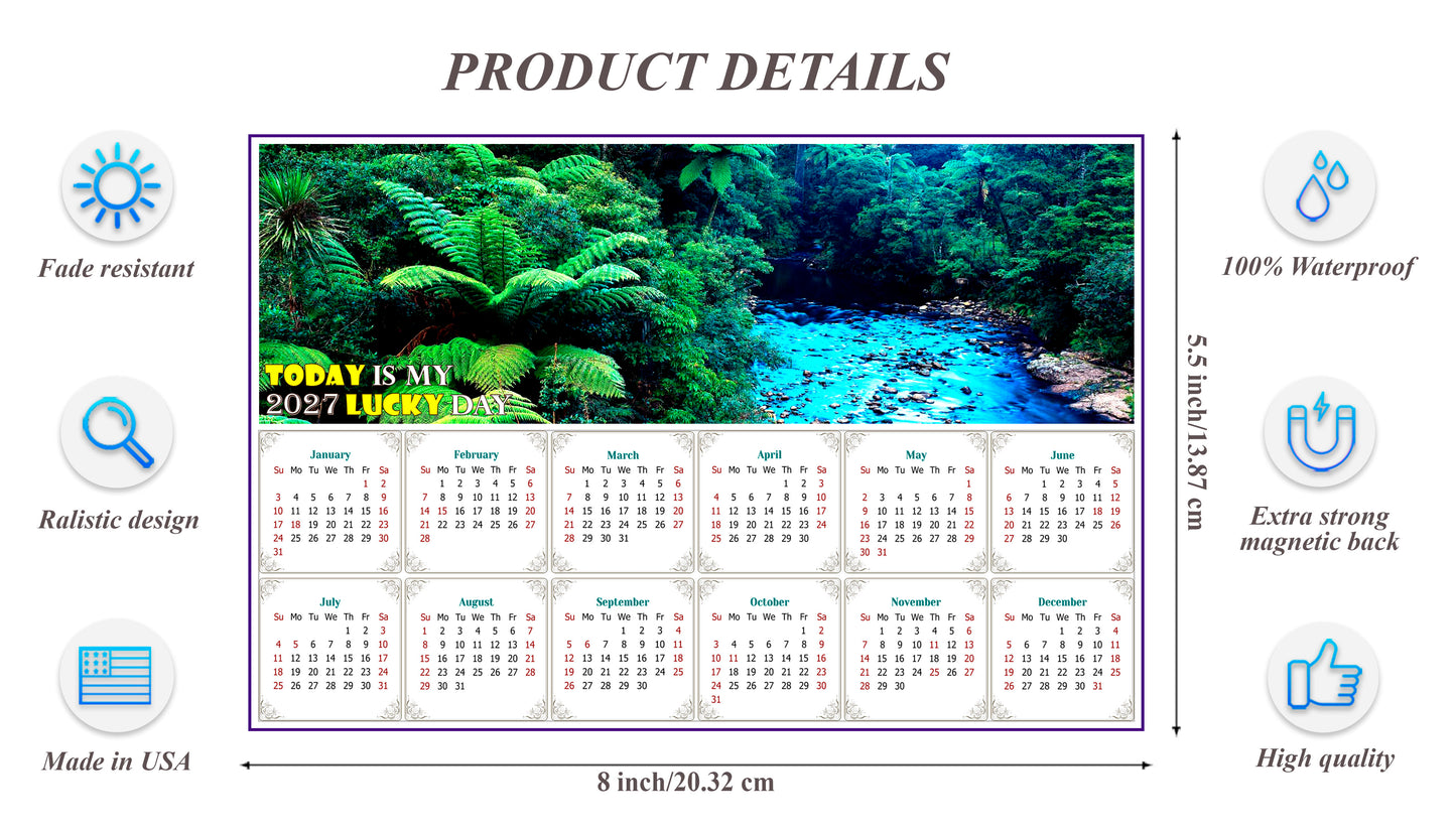 2027 Magnetic Calendar - Calendar Magnets - Today is My Lucky Day (Waipoua Kauri Reserve)