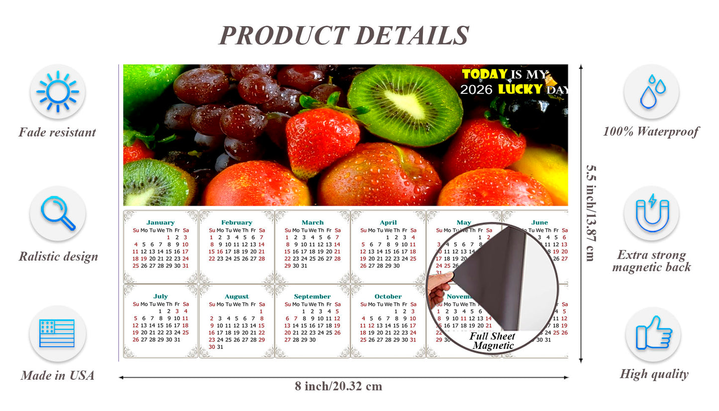 2026 Magnetic Calendar - Calendar Magnets - Today is my Lucky Day - Edition #40