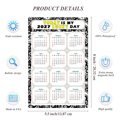 2027 Magnetic Calendar - Calendar Magnets - Today is my Lucky Day - (Fade, Tear, and Water Resistant) - Themed 011
