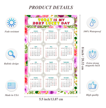 2027 Magnetic Calendar - Calendar Magnets - Today is my Lucky Day - (Fade, Tear, and Water Resistant) - Themed 023