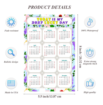 2027 Magnetic Calendar - Calendar Magnets - Today is my Lucky Day - (Fade, Tear, and Water Resistant) - Themed 016