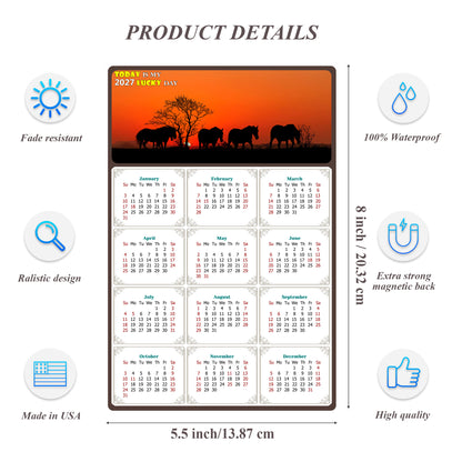 2027 Magnetic Calendar - Calendar Magnets - Today is my Lucky Day - (Fade, Tear, and Water Resistant) - Horses Themed 011