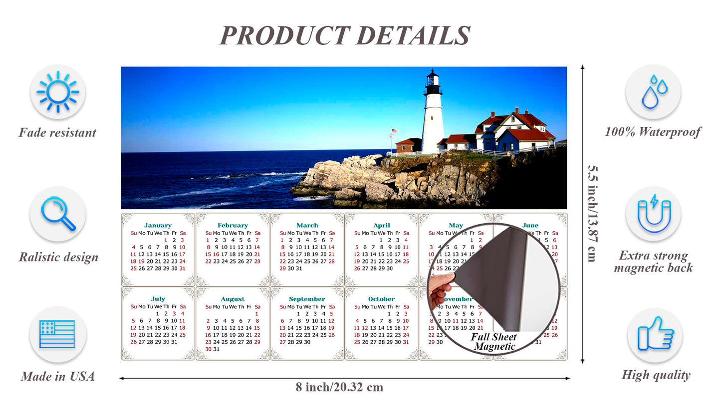 2026 Magnetic Calendar - Calendar Magnets - Today is My Lucky Day - (Portland Lighthouse View)
