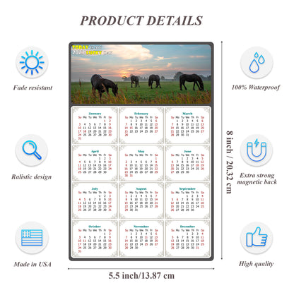 2027 Magnetic Calendar - Calendar Magnets - Today is my Lucky Day - (Fade, Tear, and Water Resistant) - Horses Themed 04