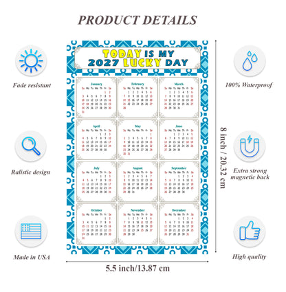 2027 Magnetic Calendar - Calendar Magnets - Today is my Lucky Day - (Fade, Tear, and Water Resistant) - Themed 037