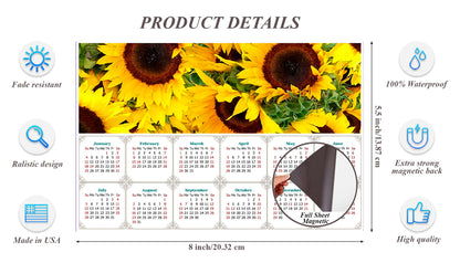 2026 Magnetic Calendar - Calendar Magnets - Today is my Lucky Day - (Fade, Tear, and Water Resistant) - Sunflowers