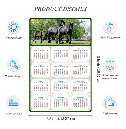 2027 Magnetic Calendar - Calendar Magnets - Today is my Lucky Day - (Fade, Tear, and Water Resistant) - Horses Themed 05